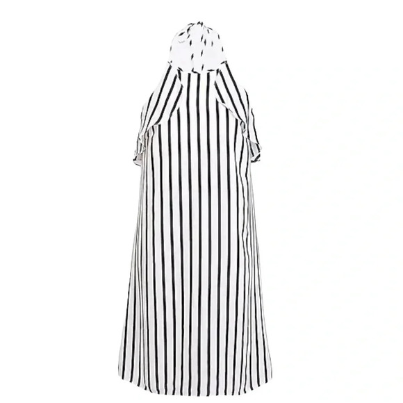 J. Crew Dress Halter Striped Ruffle Mini Navy White Size XS NWT - Picture 2 of 8